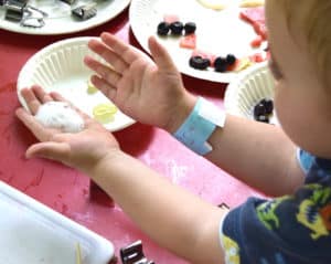 child's hands and soap