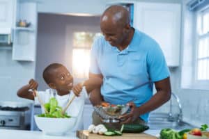 dad and son cooking