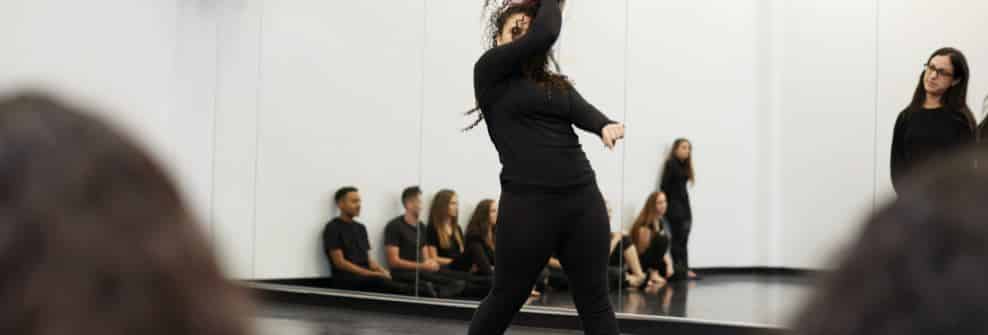 Teenagers taking part in dance workshop