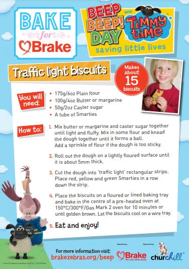 Bright poster with a recipe for traffic lights biscuits