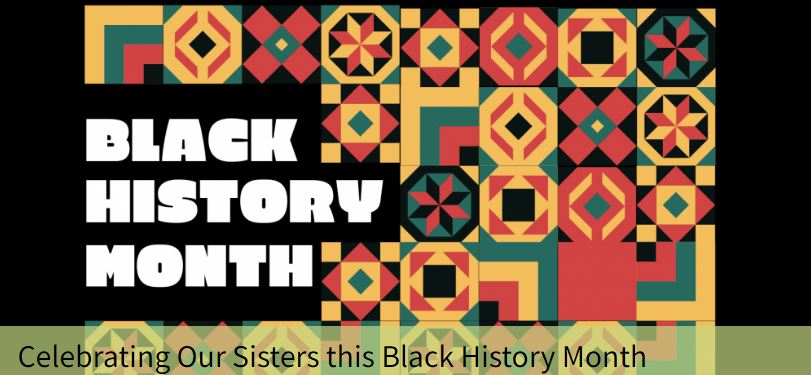 Phoenix Black History Month Logo on a geometric pattern 